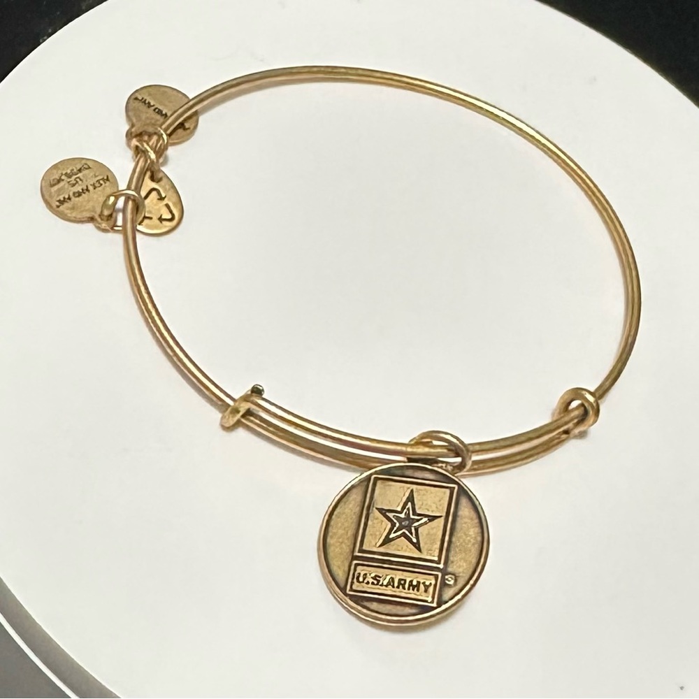 Alex and Ani US Army Military Gold Charm Bracelet adjustable Bangle boho